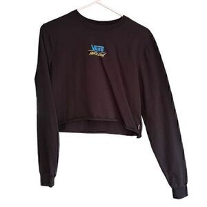 Vans x Santa Cruz Women's XS Black Cropped Long Sleeve T-Shirt NWOT